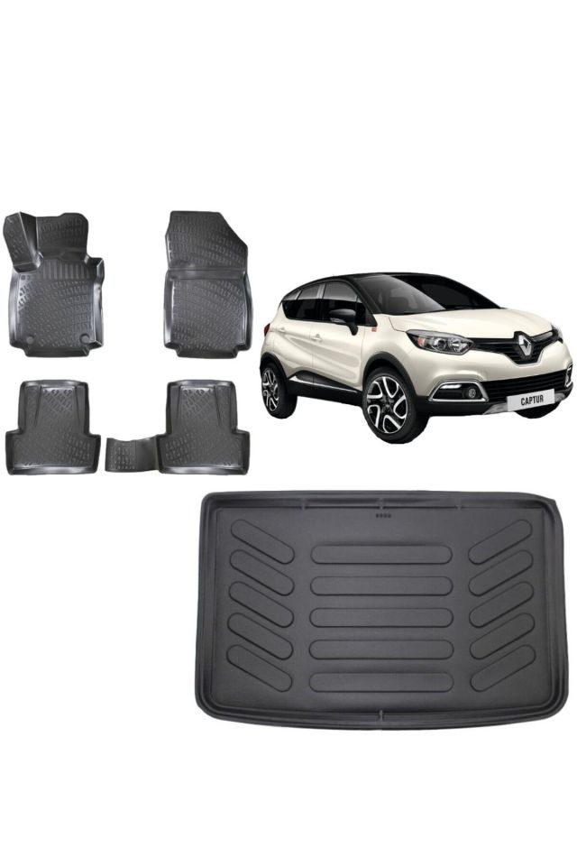 Renault Captur 2015 Model 3D Bagaj Havuzu+3D Havuzlu Araca Özel Paspas Takımı