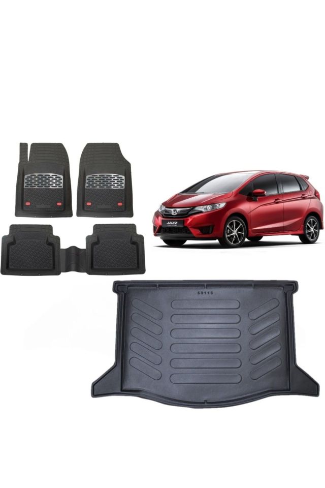 Honda Jazz 2019 Model 3D Bagaj Havuzu+3D Havuzlu Safir Karbon Kromlu Paspas