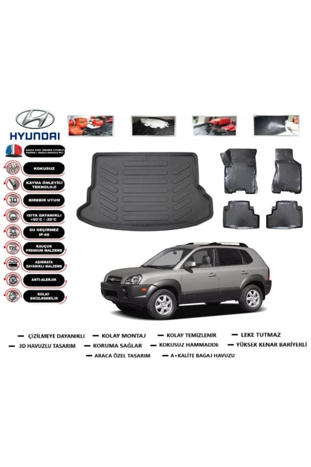 Hyundai Tucson 2009 Model Bagaj Havuzu Araca Özel Paspas Takımı Prrox
