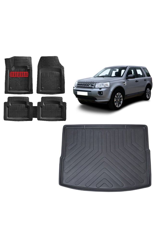 Land Rover Freelander 2 2008 Model Bagaj Havuzu+3D Havuzlu Maximum Kırmızı Kromlu Paspas