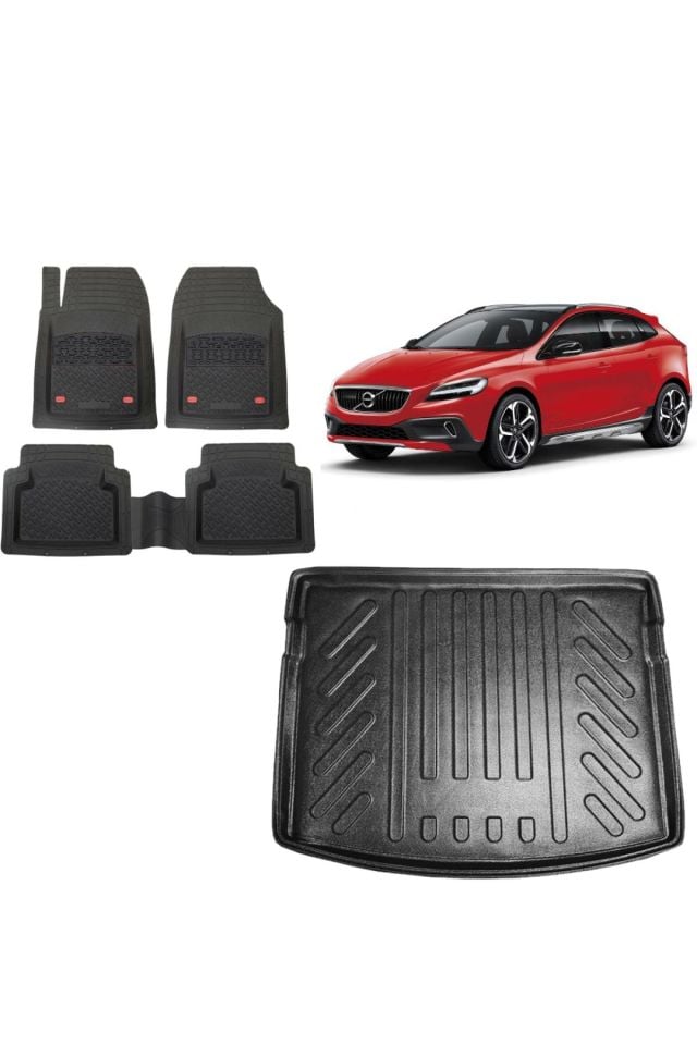 Volvo V40 Uyumlu 2016 Model Bagaj Havuzu+3d Havuzlu Paspas Takımı Safir Siyah