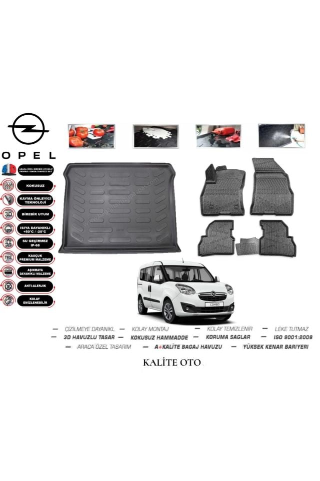 Opel Combo 2016 Model 3D Bagaj Havuzu+4D Havuzlu Paspas Seti