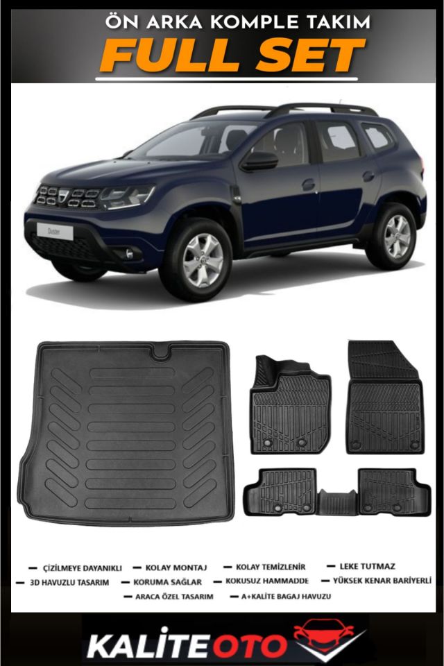 Dacia Duster 4X2 Bagaj Havuzu+4.5D Havuzlu Paspas Seti 2021 Model