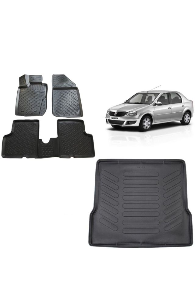 Dacia Logan Sedan 2004 Model 3D Bagaj Havuzu+3D Havuzlu Araca Özel Paspas Takımı