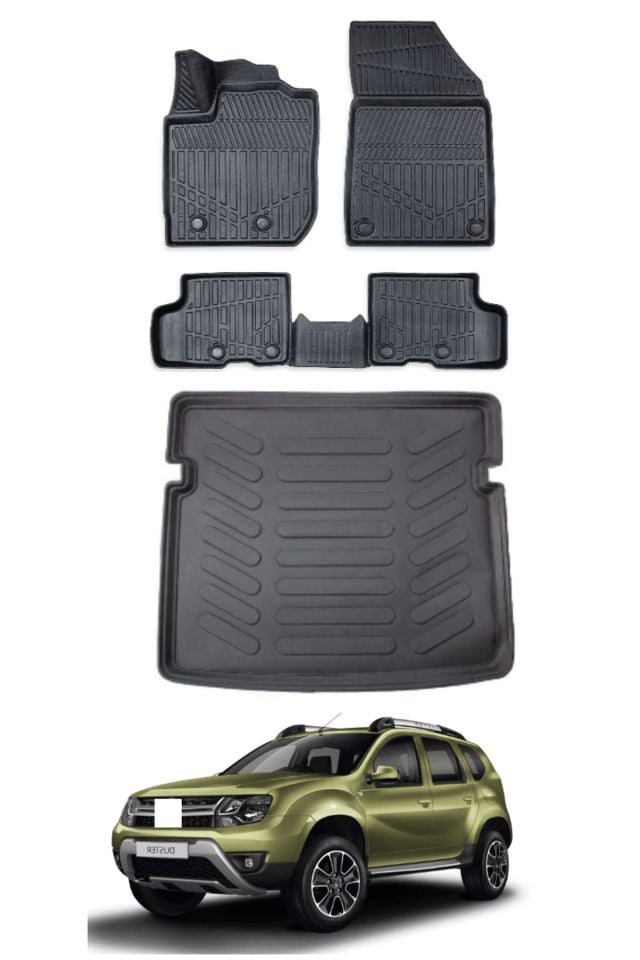 Dacia Duster 4X4 2020 Model Bagaj Havuzu Araca Özel Siyah Paspas Takımı