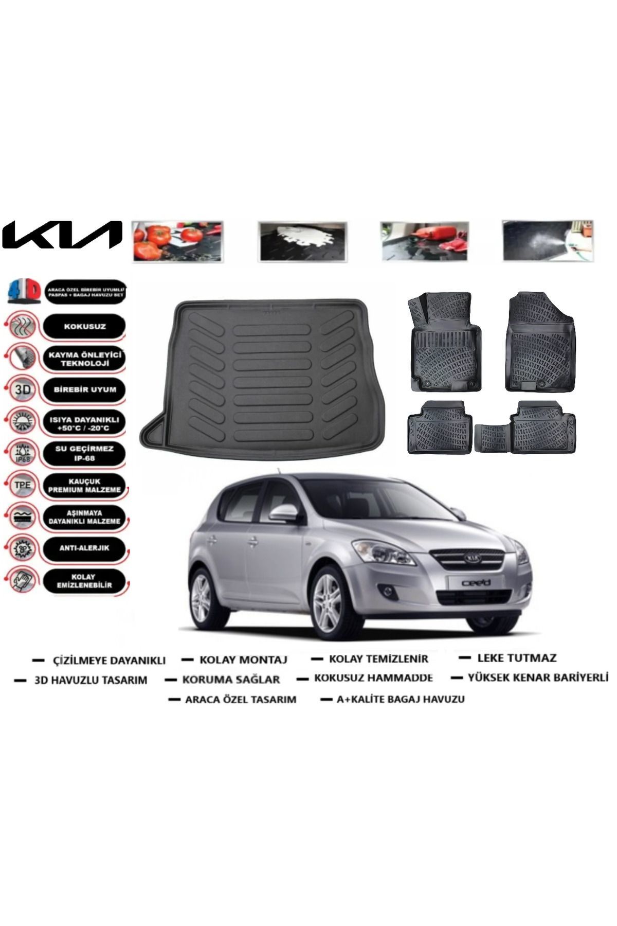 Kia Ceed HB 2010 Model Bagaj Havuzu Araca Özel Paspas Takımı Prrox