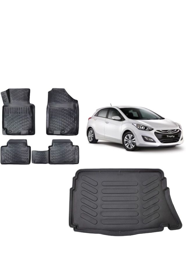 Hyundai i30 2012 Model 3D Bagaj Havuzu+3D Havuzlu Araca Özel Paspas Takımı