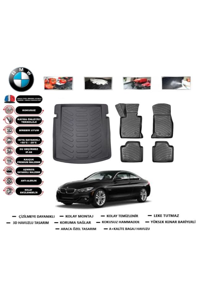 Bmw 4 Serisi Coupe 2013 Model Bagaj Havuzu Araca Özel Paspas Takımı kauçuk