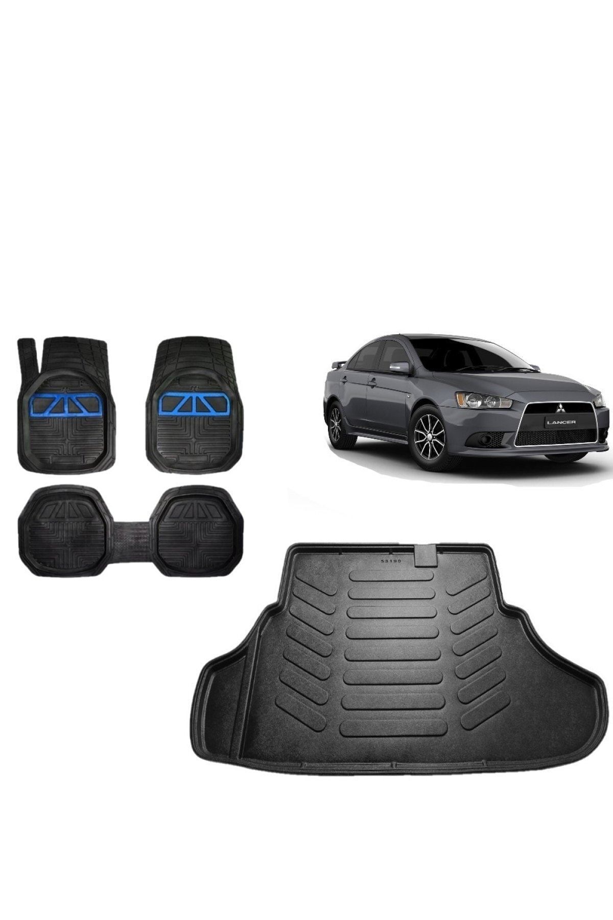 Mitsubishi Lancer 2009 Model Uyumlu 3D Bagaj Havuzu+3D Havuzlu Araca Özel Paspas Takımı