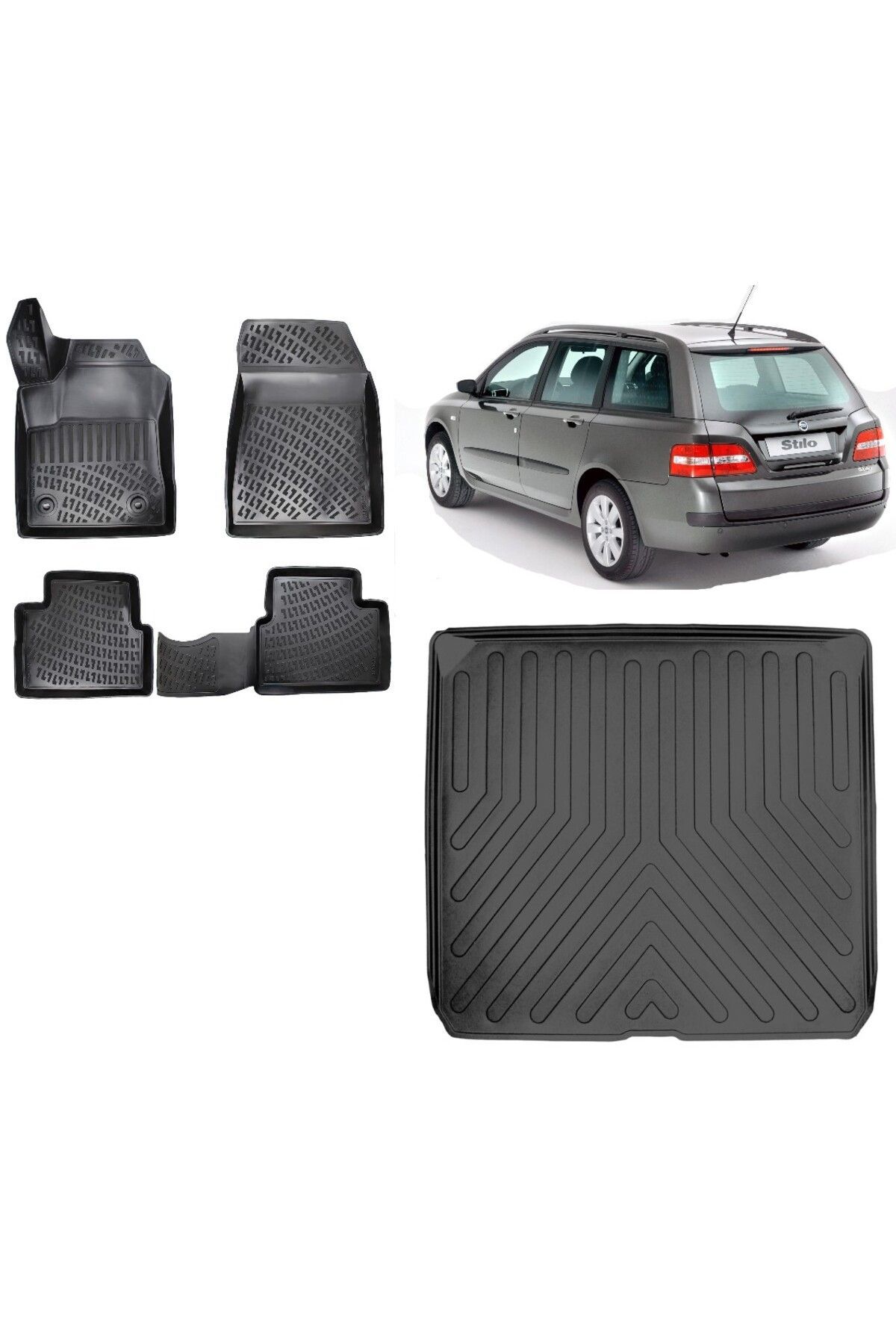 Fiat Stilo SW 2002 Model 3D Bagaj Havuzu+3D Havuzlu Araca Özel Paspas Takımı
