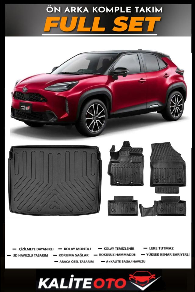 Toyota Yaris Cross Üst Bagaj Havuzu+4.5D Havuzlu Paspas Seti 2024 Model Uyumlu