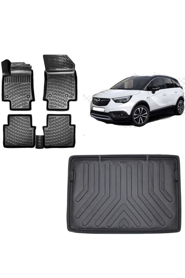 Opel Crossland 2018 Model Üst Kademe 3D Bagaj Havuzu+3D Havuzlu Araca Özel Paspas Takımı