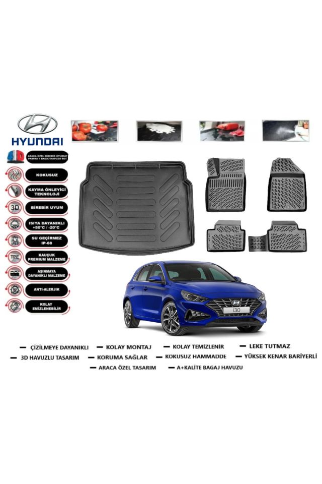 Hyundai i30 2020 Model Üst Bagaj Havuzu Araca Özel Paspas Takımı Prrox