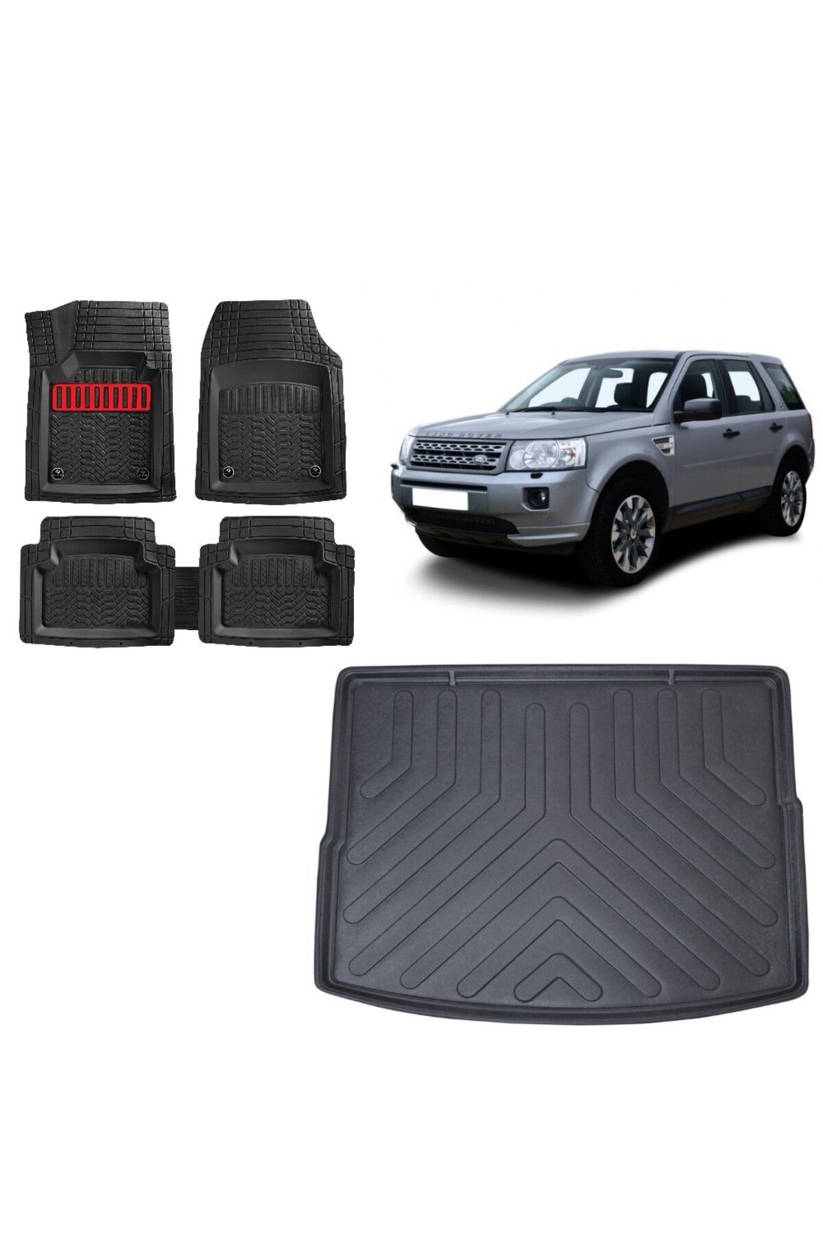 Land Rover Freelander 2 2013 Model Bagaj Havuzu+3D Havuzlu Maximum Kırmızı Kromlu Paspas