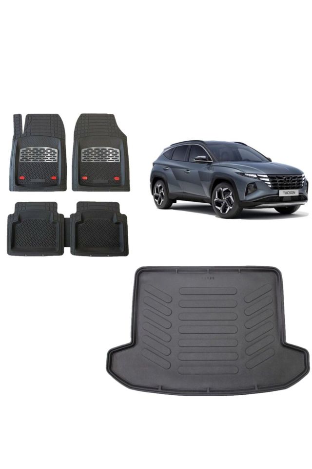 Hyundai Tucson Hybrid 2022 3D Bagaj Havuzu+3D Havuzlu Safir Karbon Kromlu Paspas