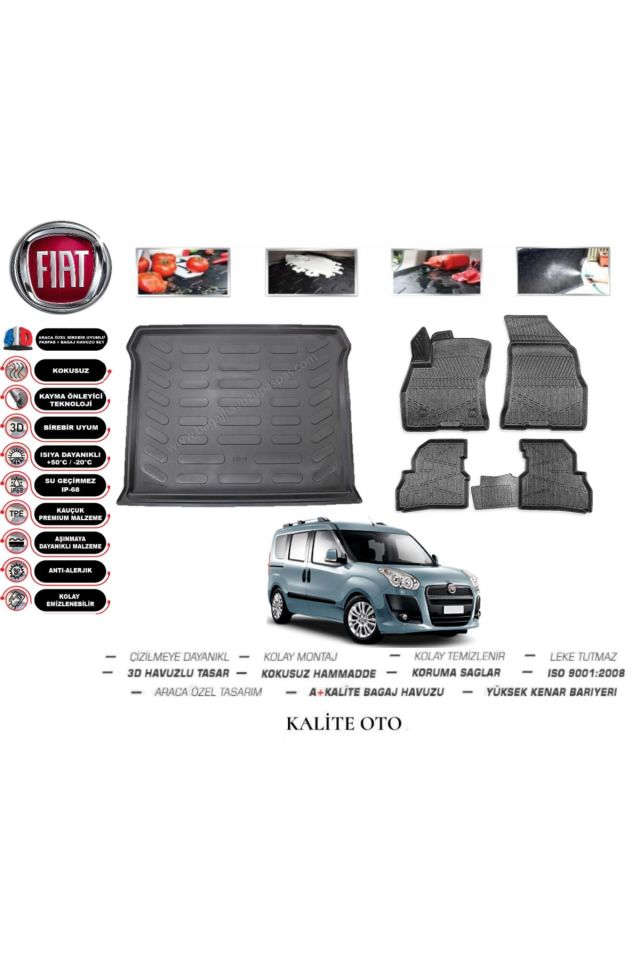 Fiat Doblo 2015 Model 3D Bagaj Havuzu+4D Havuzlu Paspas Setii