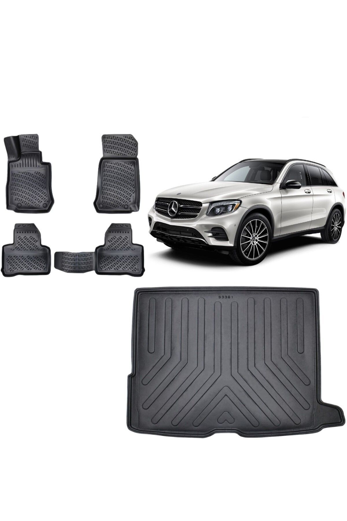 Mercedes GLC SUV 2021 Model 3D Bagaj Havuzu+3D Havuzlu Araca Özel Paspas Takımı