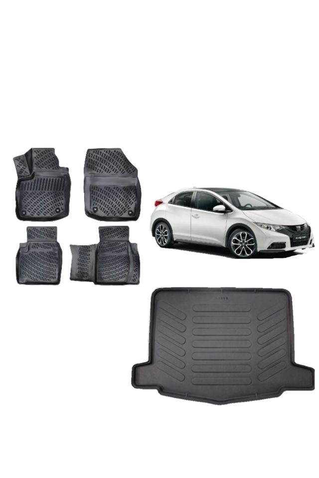 Honda Civic 2015 Model Hatchback 3D Bagaj Havuzu+3D Havuzlu Araca Özel Paspas Takımı