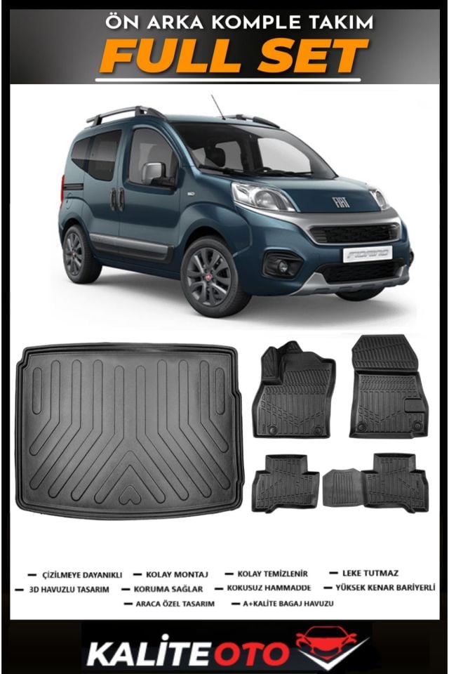 Fiat Fiorino Bagaj Havuzu+4.5D Havuzlu Paspas Seti 2019 Model