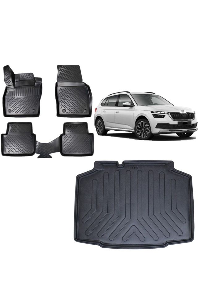 Skoda Kamiq 2019 Model 3D Bagaj Havuzu+3D Havuzlu Araca Özel Paspas Takımı
