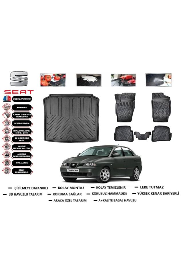 Seat Cordoba 2007 Model Bagaj Havuzu Araca Özel Paspas Takımı Prrox