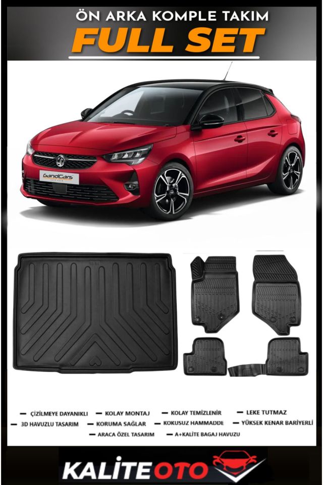 Opel Corsa F Bagaj Havuzu+4.5D Havuzlu Paspas Seti 2021 Model