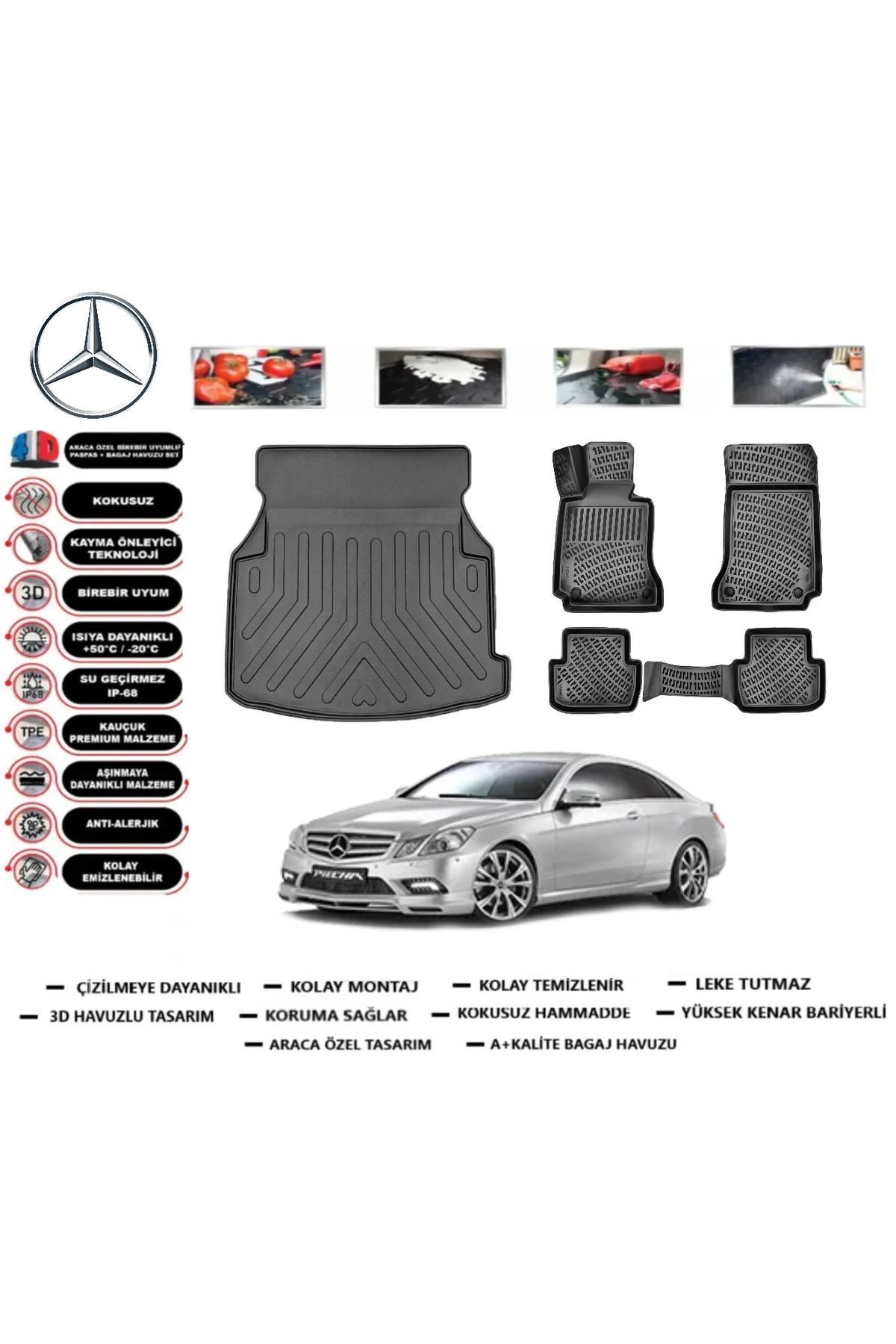 Mercedes E Serisi W207 Coupe 2015 Model Bagaj Havuzu Araca Özel Paspas Takımı Prrox
