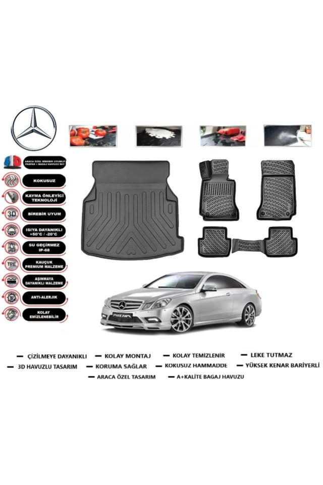 Mercedes E Serisi W207 Coupe 2015 Model Bagaj Havuzu Araca Özel Paspas Takımı Prrox