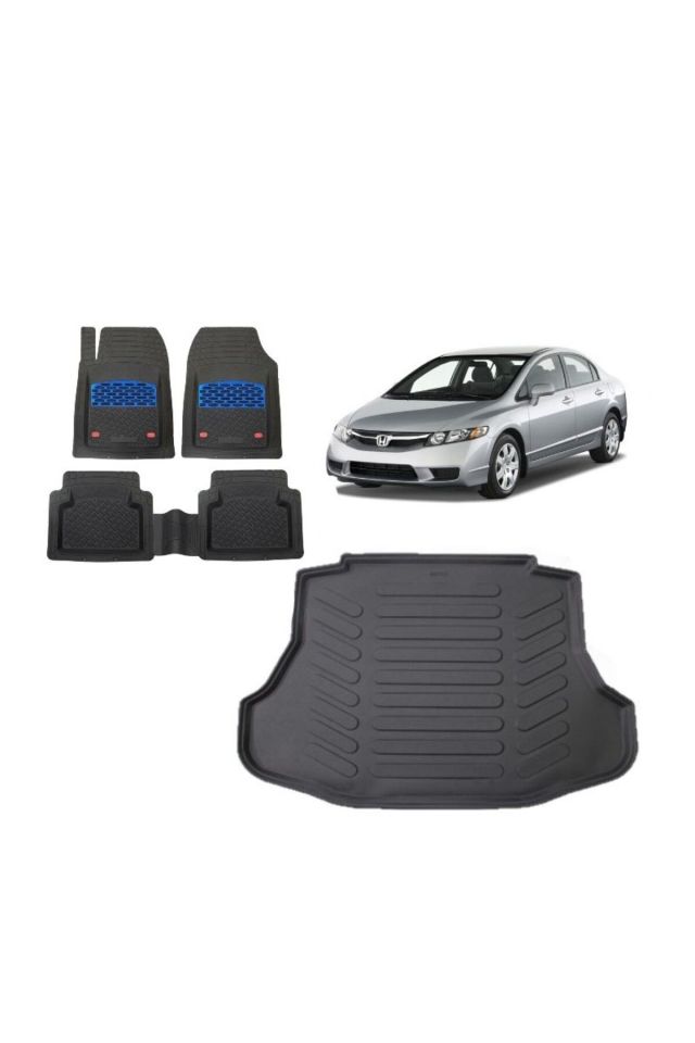 Honda Civic Sedan 2009 Model 3D Bagaj Havuzu+3D Havuzlu Safir Mavi Kromlu Paspas