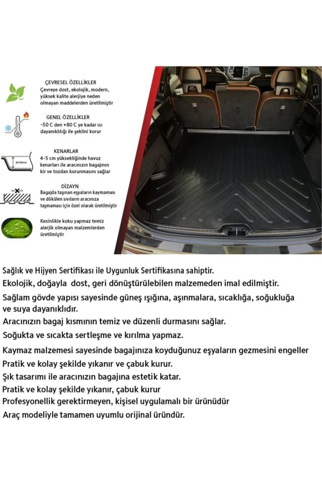 Renault Symbol  2017 Model Bagaj Havuzu Paspas Takımı Pro Eva Serisi