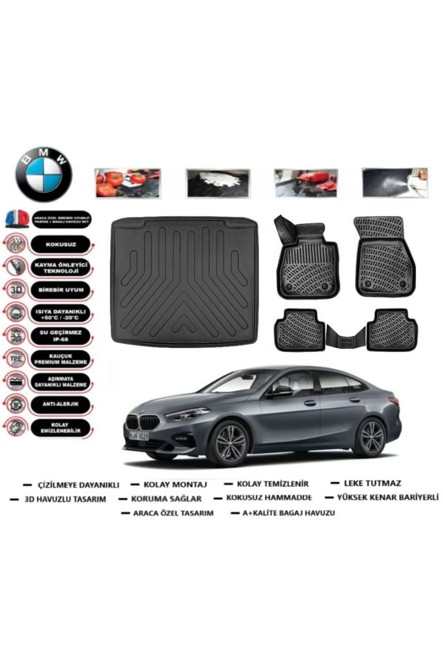 Bmw 2 serisi Gran Coupe F44 2024 Model Alt Bagaj Havuzu Araca Özel Paspas Takımı Prrox