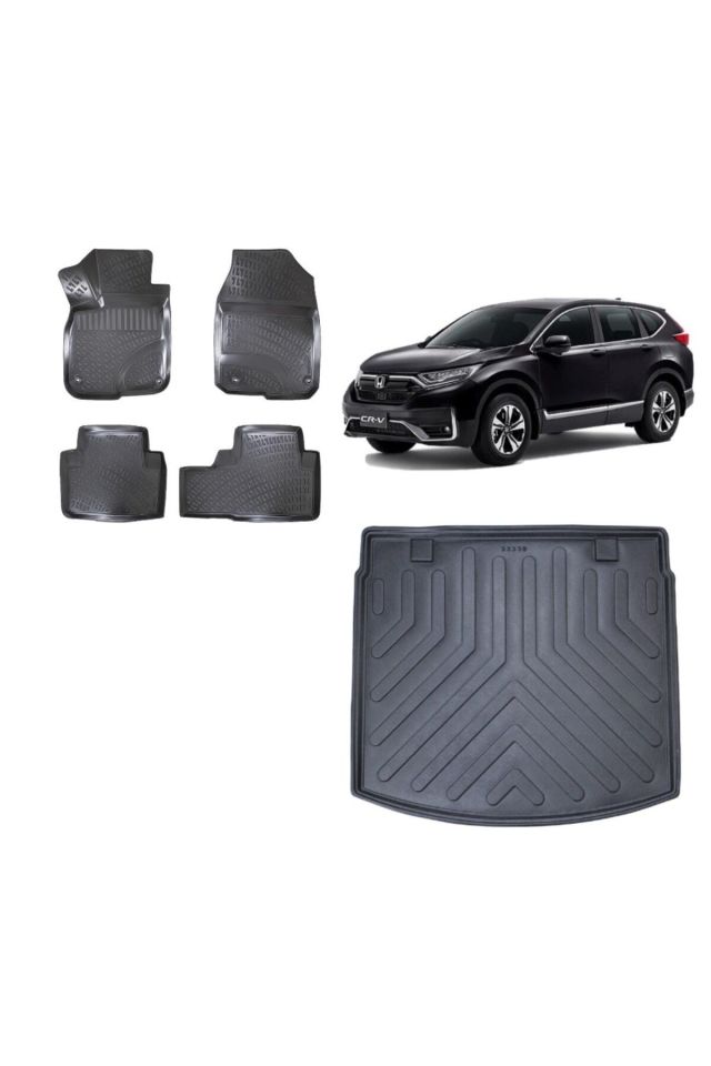 Honda CRV 2023 Model 3D ÜST KADEME Bagaj Havuzu+3D Havuzlu Araca Özel Paspas Takımı