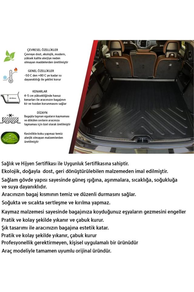 Renault Symbol  2013 Model Bagaj Havuzu Paspas Takımı Pro Eva Serisi