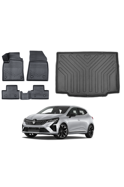 Renault Clio 5 2019 Sonrası 3D Bagaj Havuzu+3D Araca Özel Paspas Takımı