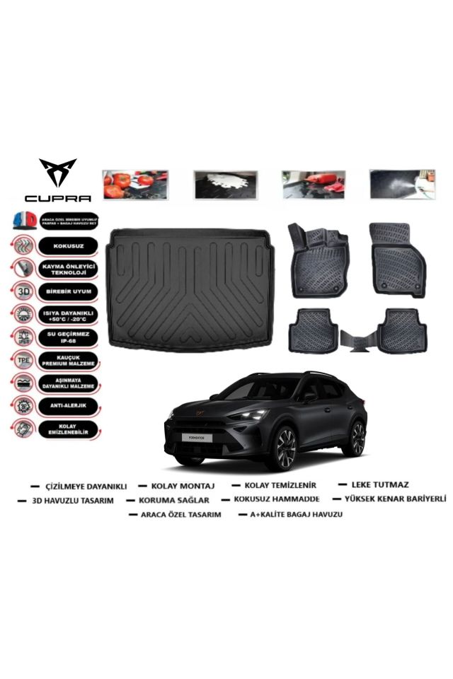 Cupra Formentor 2020 Model Alt Bagaj Havuzu Araca Özel Paspas Takımı Prrox