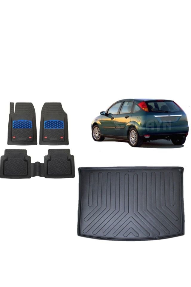 Ford Focus 1 HB 1998 Model 3D Bagaj Havuzu+3D Havuzlu Safir Mavi Kromlu Paspas