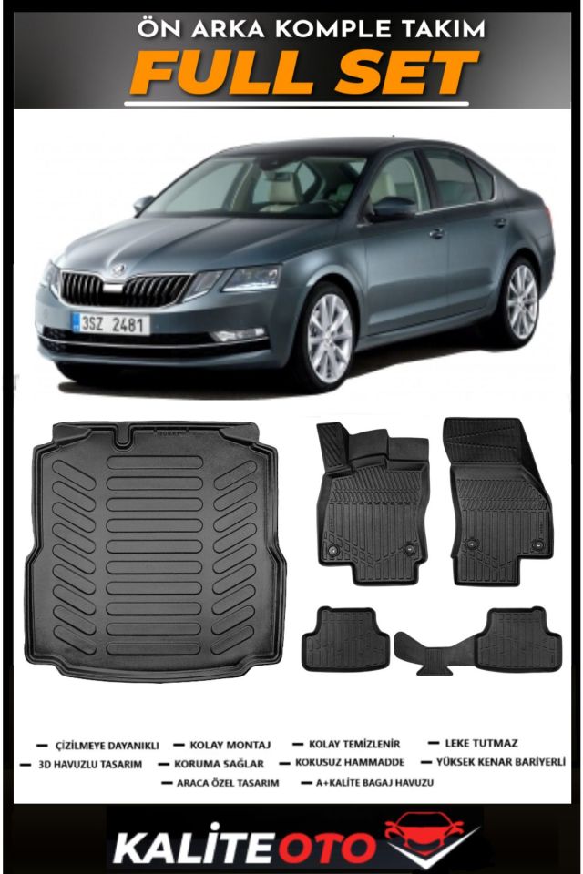 Skoda Octavia Bagaj Havuzu+4.5D Havuzlu Paspas Seti 2019 Model