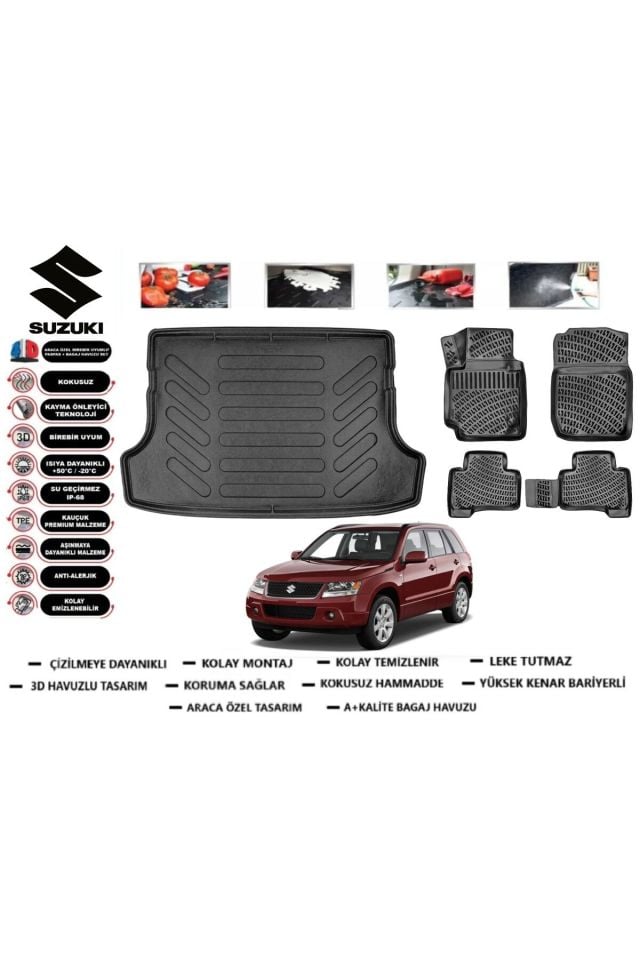Suzuki Vitara 2013 Model Bagaj Havuzu Araca Özel Paspas Takımı Prrox