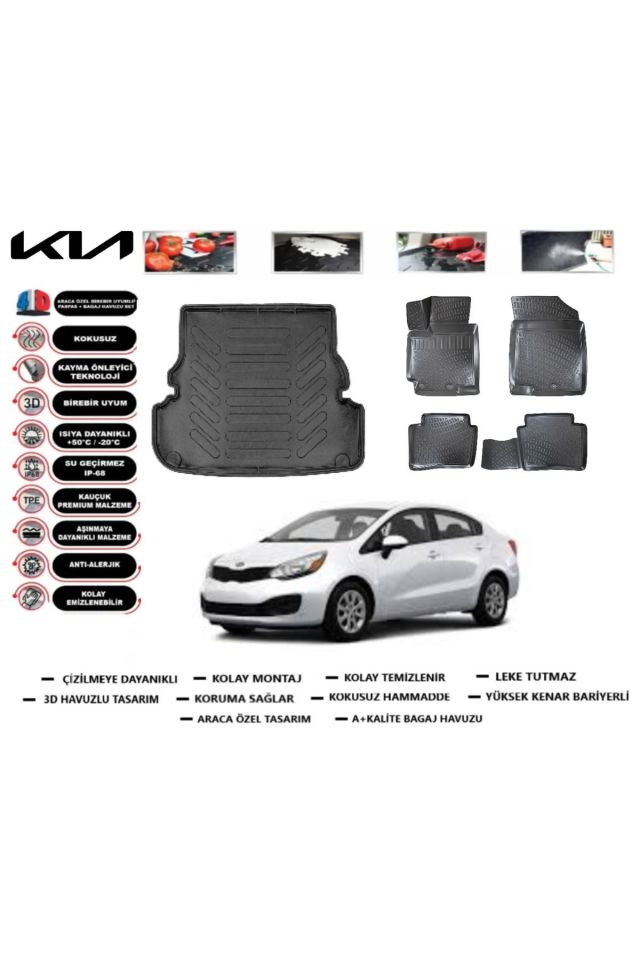 Kia Rio Sedan 2012 Model Bagaj Havuzu Araca Özel Paspas Takımı Prrox
