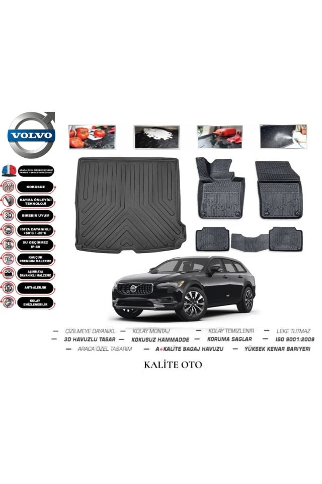 Volvo V90 Cross Country 2023 Model 3D Bagaj Havuzu+4D Havuzlu Paspas Seti