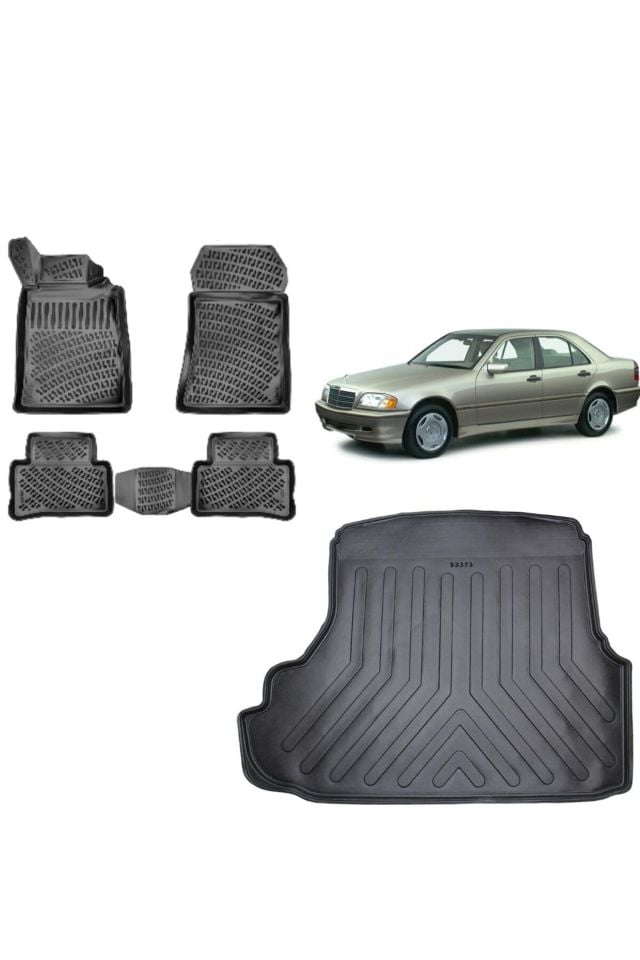 Mercedes C Seri W202 1999 Model Bagaj Havuzu+3D Havuzlu Araca Özel Paspas Takımı