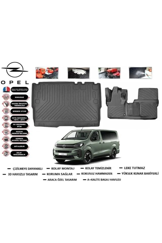 Opel Zafira Life 8+1 2025 Model Bagaj Havuzu Araca Özel Paspas Takımı Prrox