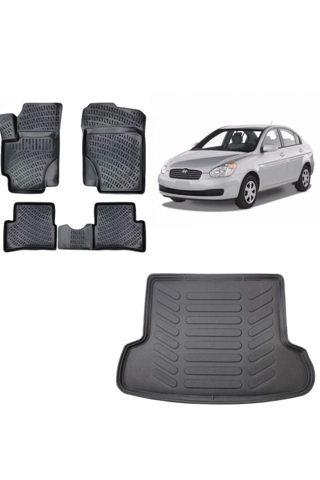 Hyundai Accent Era 2008 Model 3D Bagaj Havuzu+3D Havuzlu Araca Özel Paspas Takımı