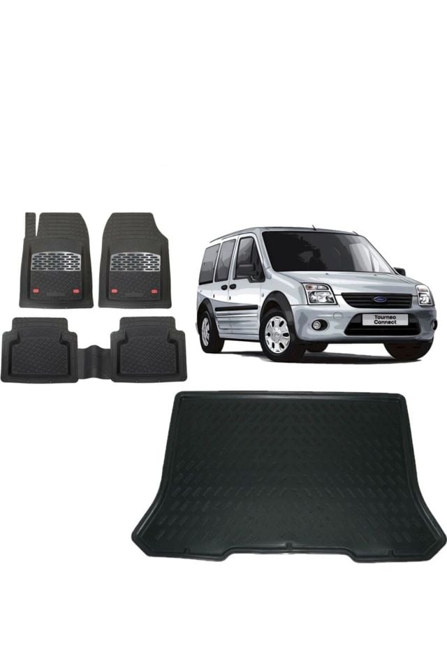Ford Connect 2010 Model Cepli 3D Bagaj Havuzu+3D Havuzlu Safir Karbon Kromlu Paspas