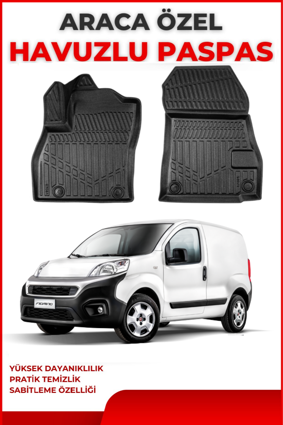 Citroen Nemo PANELVAN 2007 Sonrası 4D Havuzlu Paspas (( 2 parça ))