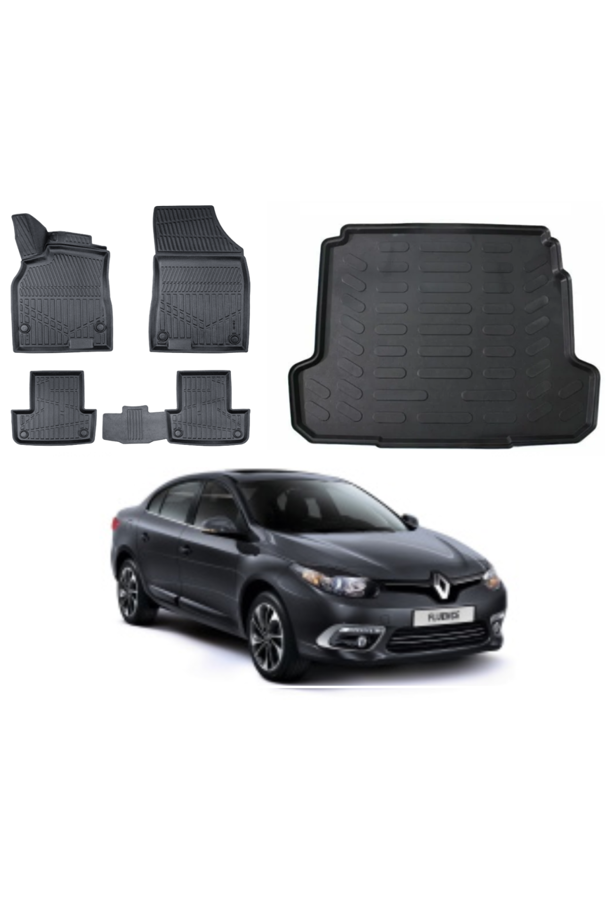 Renault Fluence 2009-2016 3D Bagaj Havuzu+3D Araca Özel Paspas Takımı
