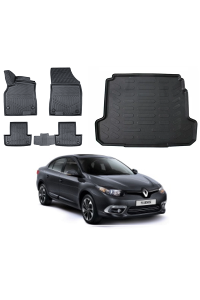Renault Fluence 2009-2016 3D Bagaj Havuzu+3D Araca Özel Paspas Takımı