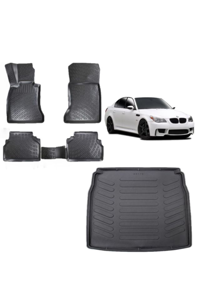 Bmw 5 Serisi E60 2007 Model 3D Bagaj Havuzu+3D Havuzlu Araca Özel Paspas Takımı