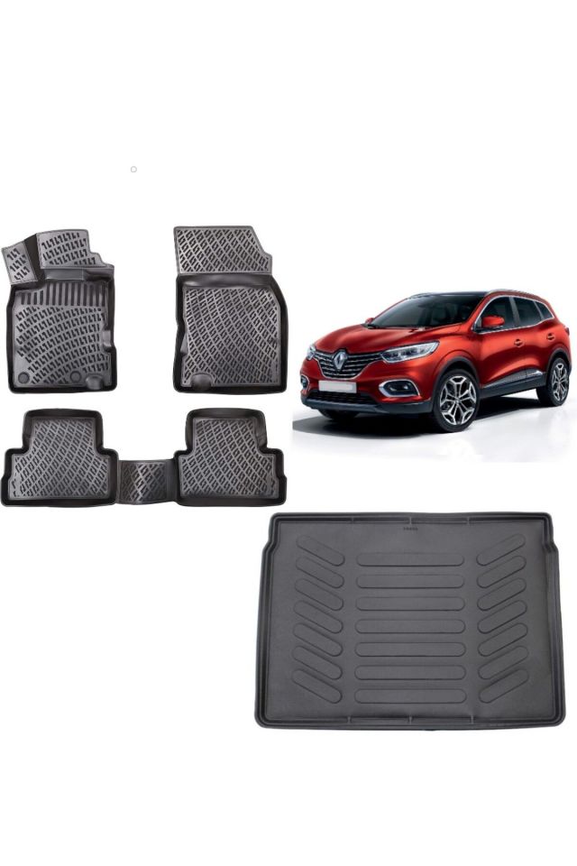 Renault Kadjar 2015 Model 3D Bagaj Havuzu+3D Havuzlu Araca Özel Paspas Takımı