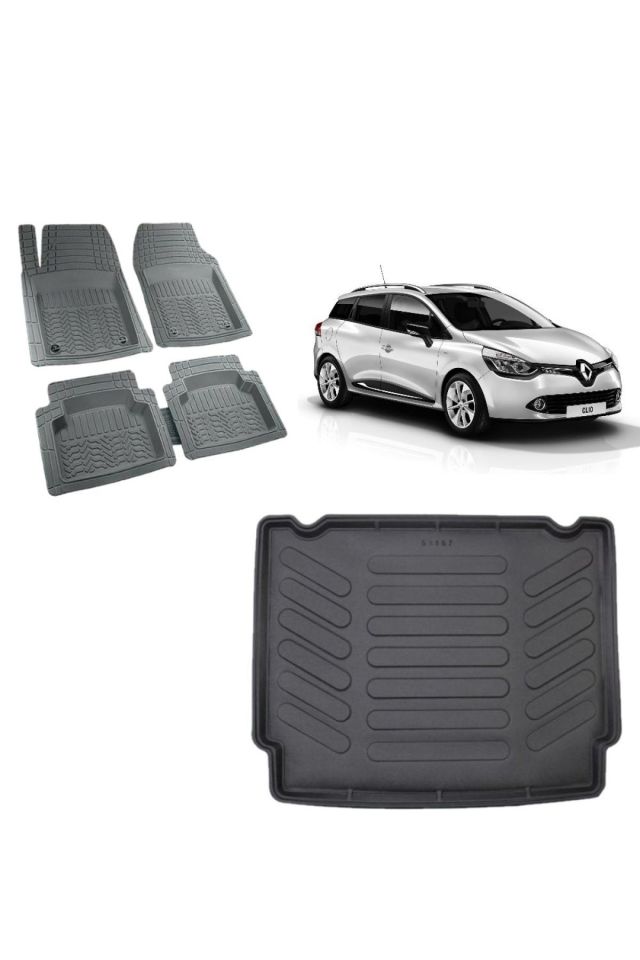 Renault Clio 4 Spourttourer 2017 Alt Uyumlu Kademe Bagaj Havuzu+3d Gri Havuzlu Paspas Takımı